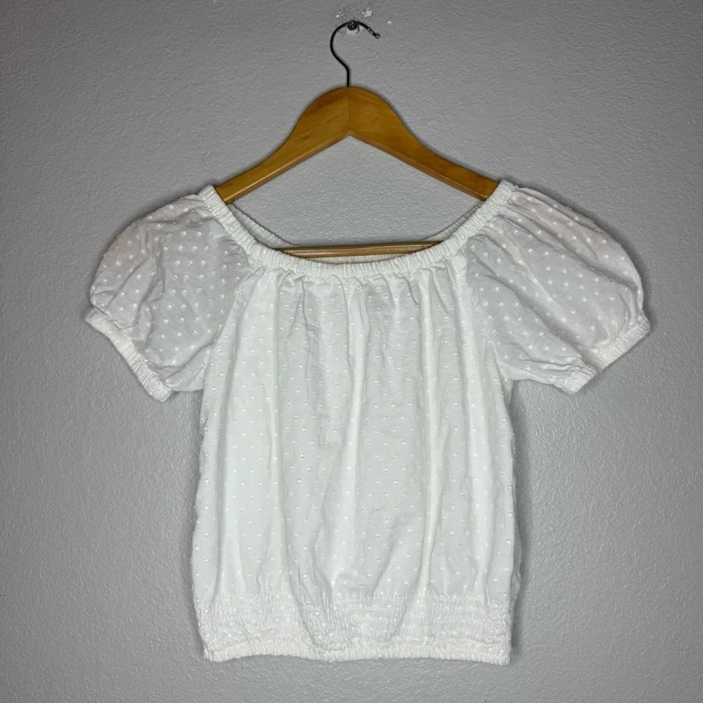 Cat & Jack White Puff Sleeve Blouse Size M (8) Girls